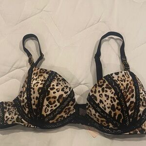 Victoria's Secret Leopard and Black Bra with lace accents